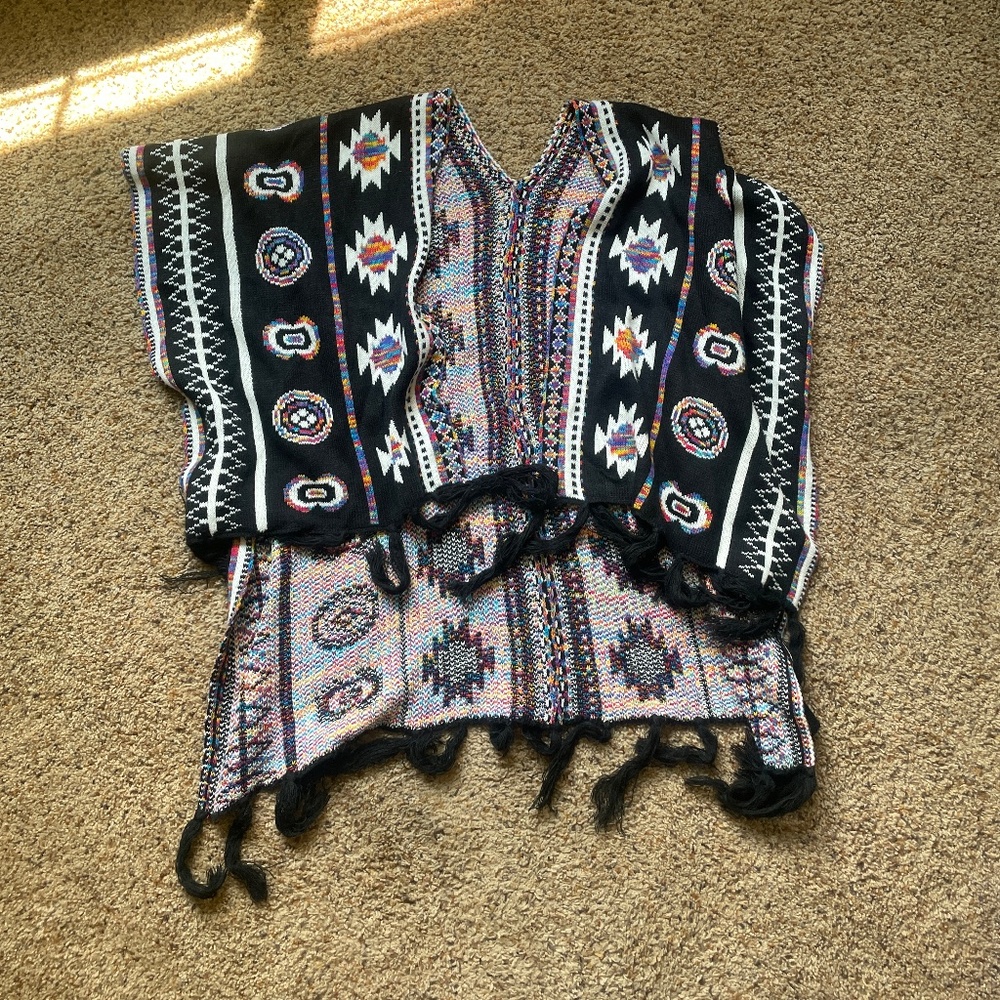 Mixed Color Poncho One Size